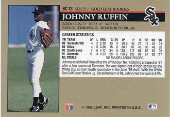 1992 Leaf - Gold Rookies #BC-13 Johnny Ruffin Back