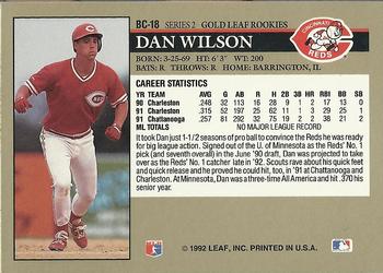 1992 Leaf - Gold Rookies #BC-18 Dan Wilson Back