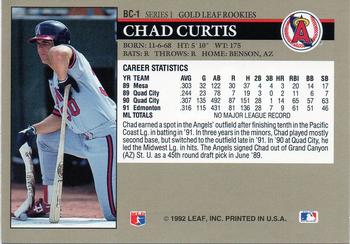 1992 Leaf - Gold Rookies #BC-1 Chad Curtis Back