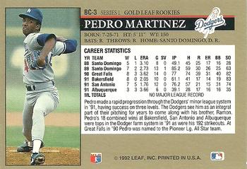 1992 Leaf - Gold Rookies #BC-3 Pedro Martinez Back