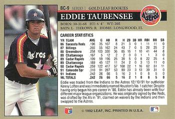 1992 Leaf - Gold Rookies #BC-9 Eddie Taubensee Back