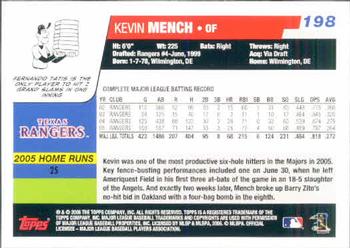 2006 Topps #198 Kevin Mench Back