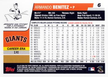 2006 Topps #6 Armando Benitez Back