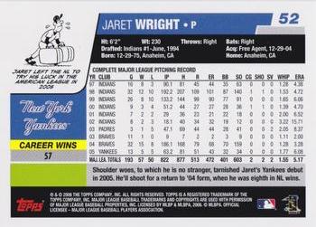 2006 Topps #52 Jaret Wright Back