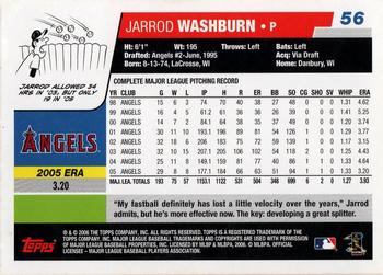 2006 Topps #56 Jarrod Washburn Back