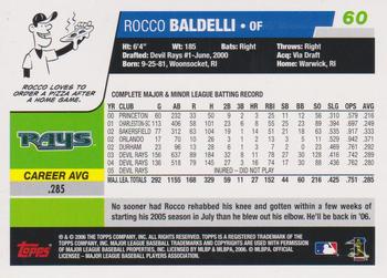 2006 Topps #60 Rocco Baldelli Back