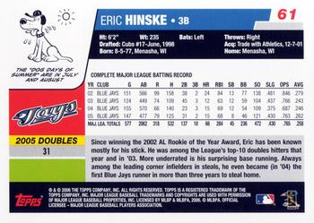 2006 Topps #61 Eric Hinske Back