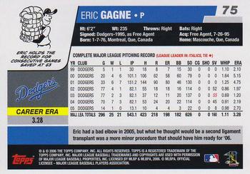 2006 Topps #75 Eric Gagne Back