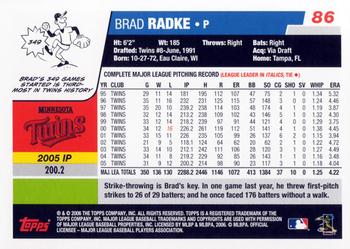 2006 Topps #86 Brad Radke Back