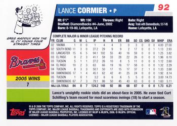 2006 Topps #92 Lance Cormier Back