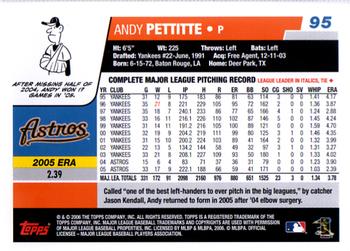 2006 Topps #95 Andy Pettitte Back