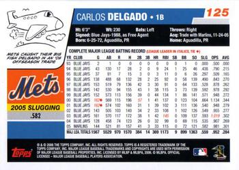 2006 Topps #125 Carlos Delgado Back