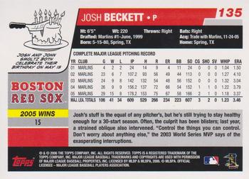 2006 Topps #135 Josh Beckett Back