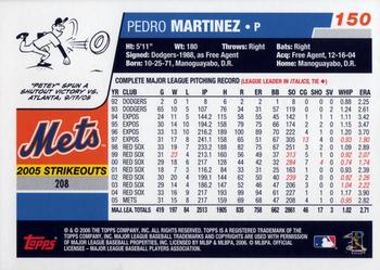 2006 Topps #150 Pedro Martinez Back