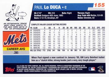 2006 Topps #155 Paul Lo Duca Back