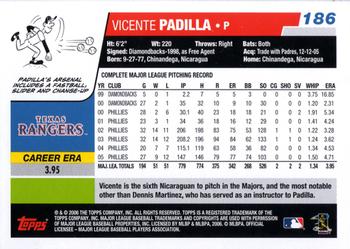 2006 Topps #186 Vicente Padilla Back