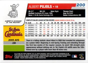 2006 Topps #200 Albert Pujols Back