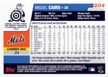 2006 Topps #204 Miguel Cairo Back