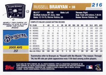 2006 Topps #216 Russell Branyan Back