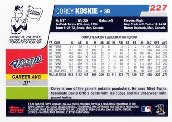 2006 Topps #227 Corey Koskie Back