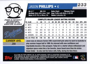 2006 Topps #233 Jason Phillips Back