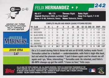 2006 Topps #242 Felix Hernandez Back