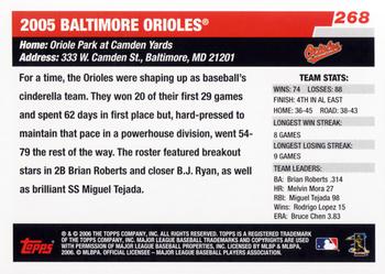 2006 Topps #268 Baltimore Orioles Back