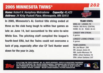 2006 Topps #282 Minnesota Twins Back
