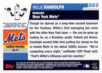 2006 Topps #283 Willie Randolph Back