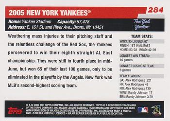 2006 Topps #284 New York Yankees Back