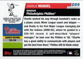 2006 Topps #286 Charlie Manuel Back