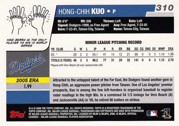 2006 Topps #310 Hong-Chih Kuo Back