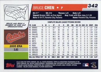 2006 Topps #342 Bruce Chen Back