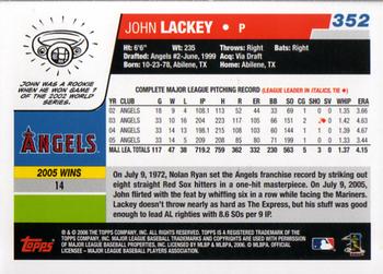2006 Topps #352 John Lackey Back