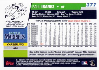 2006 Topps #377 Raul Ibanez Back