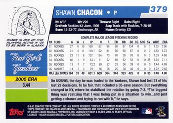 2006 Topps #379 Shawn Chacon Back