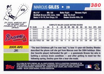 2006 Topps #380 Marcus Giles Back
