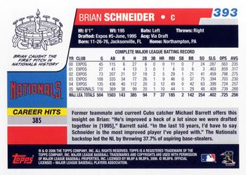 2006 Topps #393 Brian Schneider Back