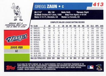 2006 Topps #413 Gregg Zaun Back