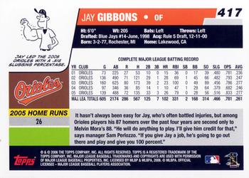 2006 Topps #417 Jay Gibbons Back