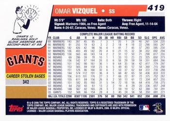 2006 Topps #419 Omar Vizquel Back