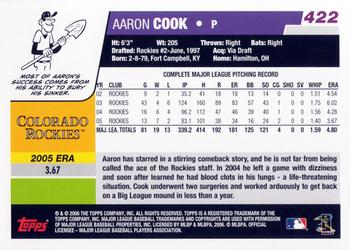 2006 Topps #422 Aaron Cook Back