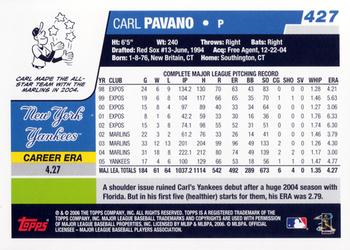 2006 Topps #427 Carl Pavano Back