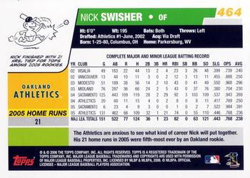 2006 Topps #464 Nick Swisher Back