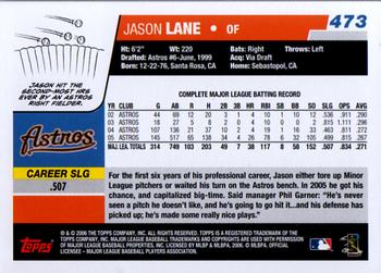2006 Topps #473 Jason Lane Back