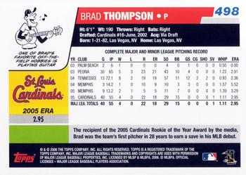 2006 Topps #498 Brad Thompson Back