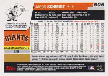 2006 Topps #505 Jason Schmidt Back