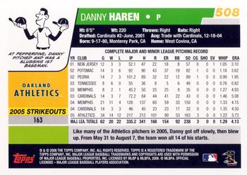 2006 Topps #508 Danny Haren Back