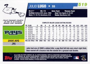 2006 Topps #519 Julio Lugo Back