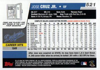 2006 Topps #521 Jose Cruz Jr. Back